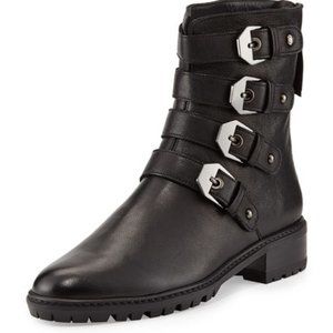 Stuart Weitzman Jitterbug Leather Moto Boot